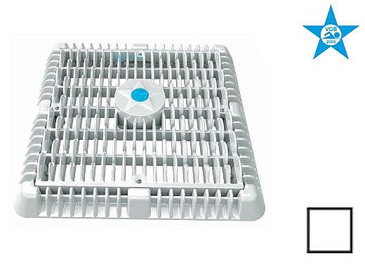 AquaStar 9" Square Wave Suction Outlet Cover with Frame and Vented Riser Ring | White | WAV9WR101