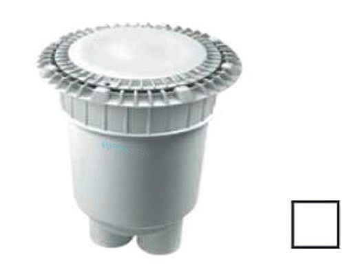 AquaStar 8" Round Low Profile Suction Outlet Cover with 2 Port Double Deep Sump Bucket | White | LP8AVWR101B