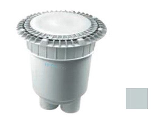 AquaStar 8" Round Low Profile Suction Outlet Cover with 2 Port Double Deep Sump Bucket | Light Gray | LP8AVWR103B