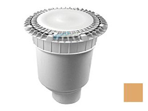 AquaStar 8" Round Low Profile Suction Outlet Cover with Vented Riser Ring with Double Deep Sump Bucket with 4" Spigot (VGB Series) Tan | LP8AVWR108C