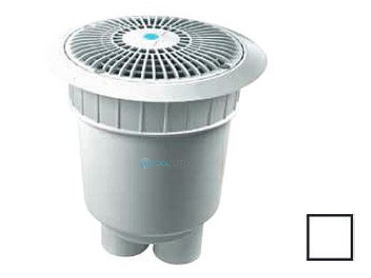 AquaStar 8" Star Anti-Entrapment Cover, Riser Ring and Double/Deep Mud Frame with 12" Deep 2 Port PVC Sump (VGB Series) | White | A8R101B