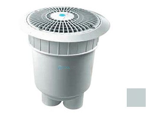 AquaStar 8'' Star Anti-Entrapment Cover, Solid Riser Ring and Double/Deep Frame with 12" Deep 2 Port PVC Sump (VGB Series) | Light Gray | A8R103B