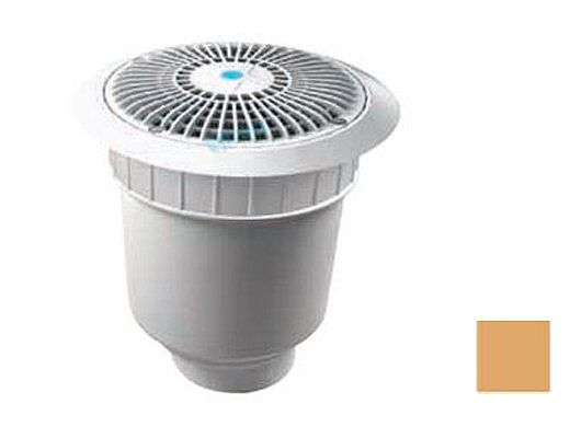 AquaStar 8'' Star Anti-Entrapment Cover, Solid Riser Ring and Double | Deep Frame with 4'' Spigot Sump Bucket (VGB Series) Tan | A8R108C