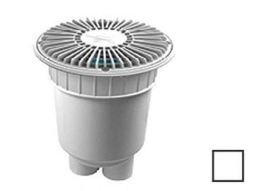 AquaStar 8" Round For U Wade Suction Outlet Cover with 2 Port Double Deep Sump Bucket (VGB Series) White | 8FUW101B