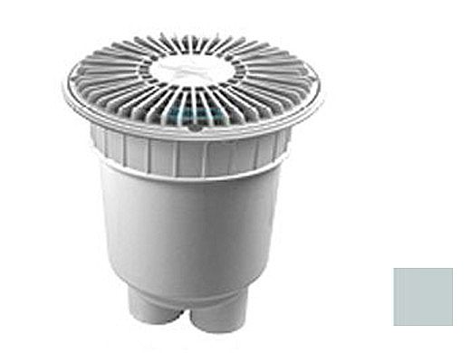 AquaStar 8" Round For U Wade Suction Outlet Cover with 2 Port Double Deep Sump Bucket (VGB Series) Light Gray | 8FUW103B