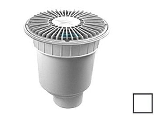AquaStar 8" Round For U Wade Suction Outlet Cover with Double Deep Sump Bucket with 4" Spigot (VGB Series) White | 8FUW101C