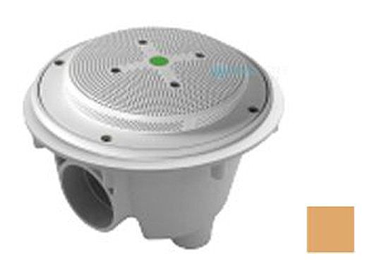 AquaStar 8" Round Hockey Puck Suction Outlet with Sump Bucket with Vinyl Gaskets (VGB Series) Tan | 8HPSBV108