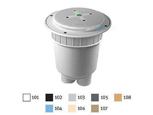 AquaStar 8" Round Hockey Puck Sumpless Suction Outlet Cover with 2 Port Double Deep Sump Bucket (VGB Series) Blue | 8HP104B