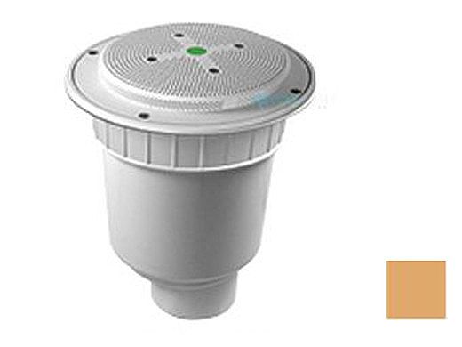 AquaStar 8" Round Hockey Puck Sumpless Suction Outlet Cover with Double Deep Sump Bucket with 4" Spigot (VGB Series) Tan | 8HP108C