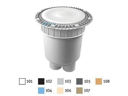 AquaStar 10" Round Suction Outlet Cover with Vented Riser Ring with 2 Port Double Deep Sump Bucket (VGB Series) Blue | 10AVWR104B