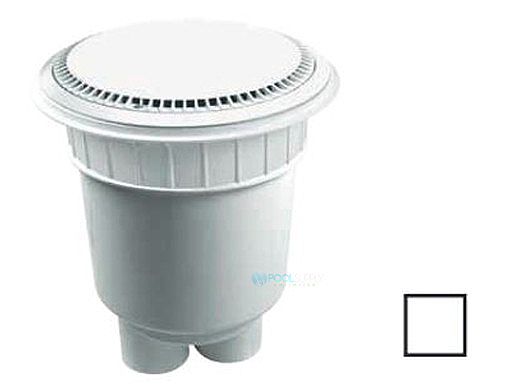 AquaStar 10" Round Suction Outlet Cover | with Solid Riser Ring with 2 Port Double Deep Sump Bucket (VGB Series) | White | 10AVR101B