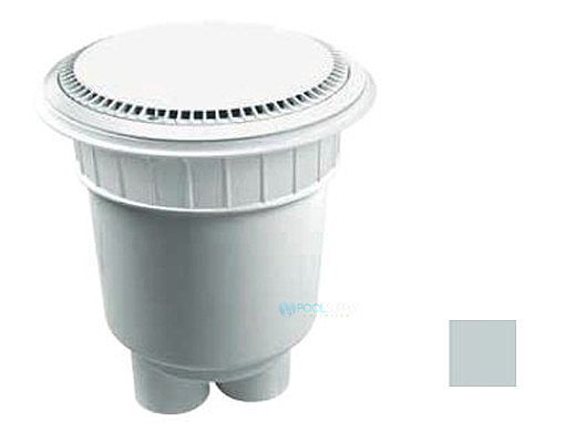 AquaStar 10" Round Suction Outlet Cover with Solid Riser Ring with 2 Port Double Deep Sump Bucket (VGB Series) | Light Gray | 10AVR103B