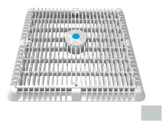 AquaStar 12" Square Wave Suction Outlet Cover with Vented Riser Ring with Mud Frame (VGB Series) | Light Gray | WAV12WR103