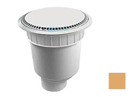 AquaStar 10" Round Suction Outlet Cover with Solid Riser Ring with Double Deep Sump Bucket with 4"Spigot (VGB Series) Tan | 10AVR108C