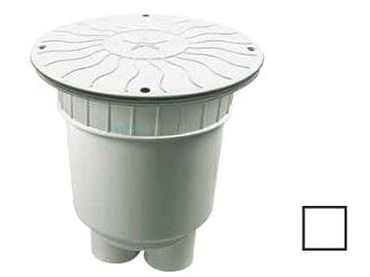 AquaStar 10" Round Debris Catcher Suction Outlet Cover with 2 Port Double Deep Sump Bucket (VGB Series) | White | 10LT101B