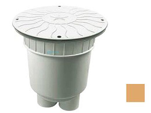 AquaStar 10" Round Debris Catcher Suction Outlet Cover with 2 Port Double Deep Sump Bucket (VGB Series) | Tan | 10LT108B