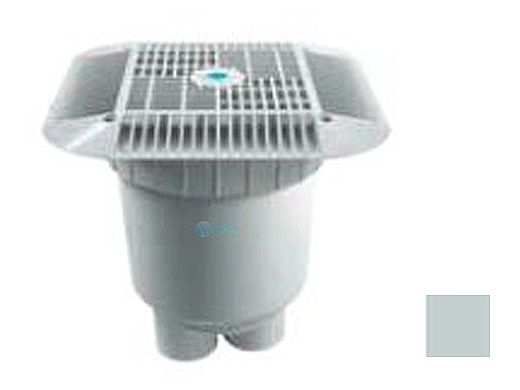 AquaStar 14" Square Grate with 2 Port Double Deep Sump Bucket (VGB Series) | Light Gray | 914103B