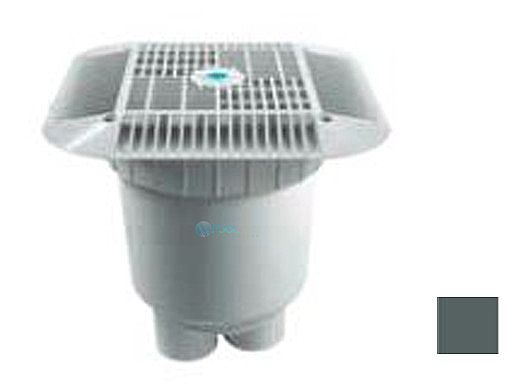 AquaStar 14" Square Grate with 2 Port Double Deep Sump Bucket (VGB Series) | Dark Gray | 914105B