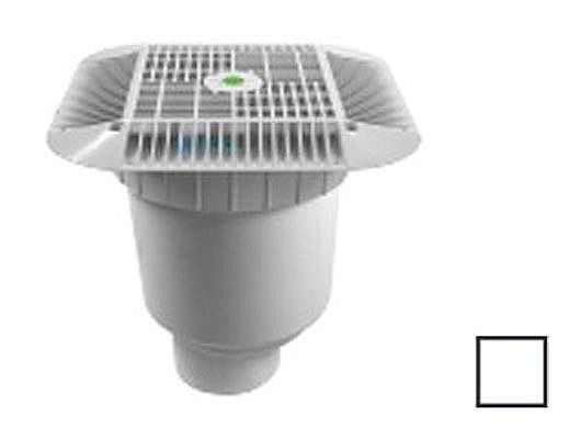 AquaStar 14" Square Grate with Double Deep Sump Bucket with 4" Spigot (VGB Series) White | 914101C