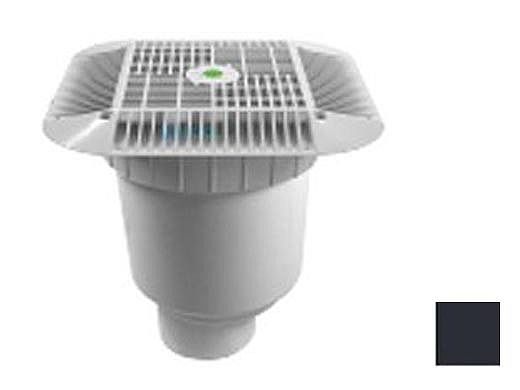AquaStar 14" Square Grate with Double Deep Sump Bucket with 4" Spigot (VGB Series) Black | 914102C