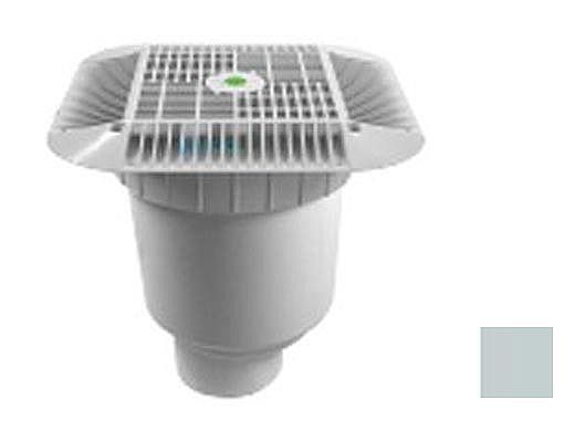 AquaStar 14" Square Grate with Double Deep Sump Bucket with 4" Spigot (VGB Series) Light Gray | 914103C