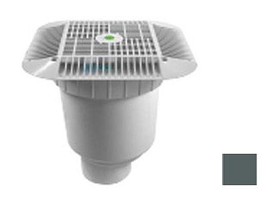 AquaStar 14" Square Grate with Double Deep Sump Bucket with 4" Spigot (VGB Series) Dark Gray | 914105C