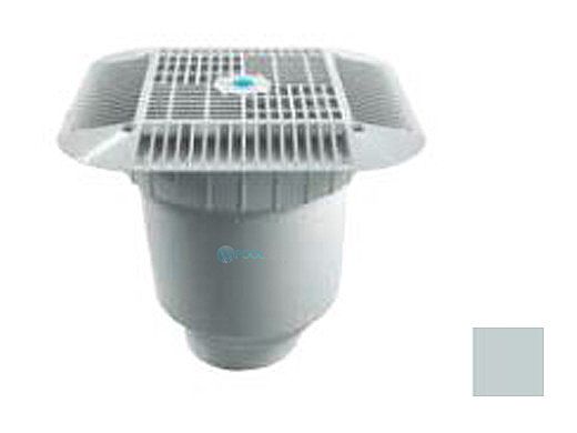 AquaStar 14" Square Grate with Double Deep Sump Bucket with 4" Socket (VGB Series) | Light Gray | 914103D