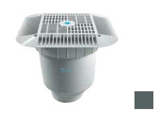 AquaStar 14" Square Grate with Double Deep Sump Bucket with 4" Socket (VGB Series) | Dark Gray | 914105D