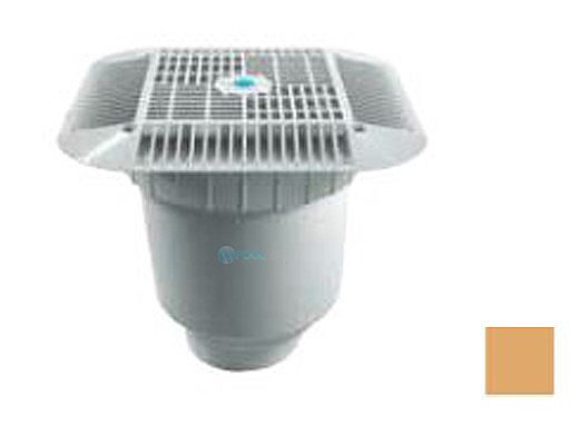 AquaStar 14" Square Grate with Double Deep Sump Bucket with 4" Socket (VGB Series) | Tan | 914108D