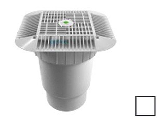 AquaStar 14" Square Grate with Double Deep Sump Bucket with 6" Spigot (VGB Series) White | 914101E