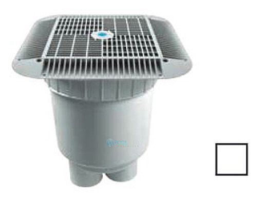 AquaStar 16" Square Anti-Entrapment Suction Outlet Cover | with 2 Port Double Deep Sump Bucket (VGB Series) | White | 1216101B