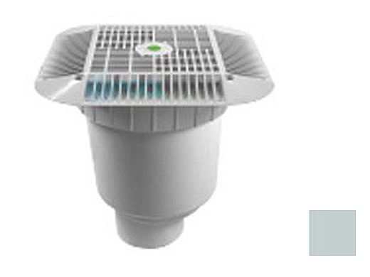 AquaStar 16" Square Grate with Double Deep Sump Bucket with 4" Spigot (VGB Series) Light Gray | 1216103C