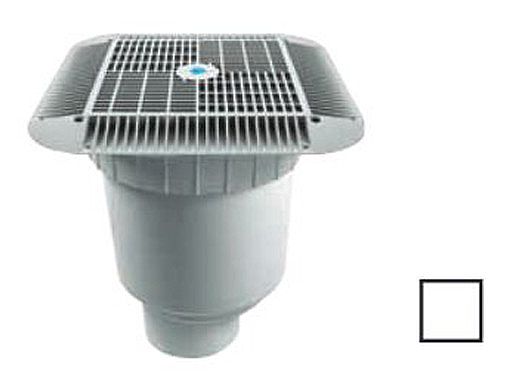 AquaStar 16" Square Grate with Double Deep Sump Bucket | with 4" Socket (VGB Series) | White | 1216101D