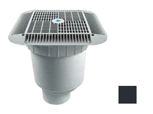 AquaStar 16" Square Grate with Double Deep Sump Bucket | with 4" Socket (VGB Series) | Black | 1216102D