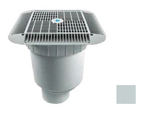 AquaStar 16" Square Grate with Double Deep Sump Bucket | with 4" Socket (VGB Series) | Light Gray | 1216103D