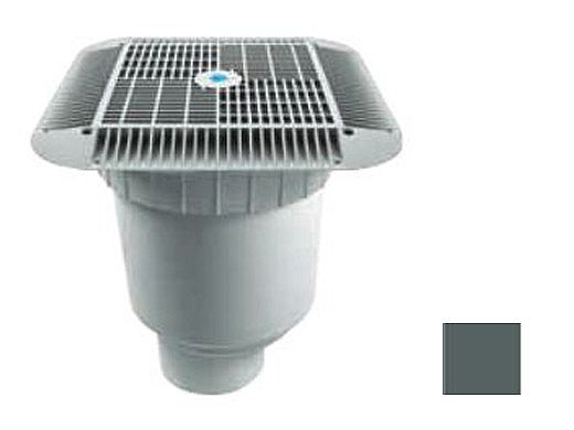 AquaStar 16" Square Grate with Double Deep Sump Bucket | with 4" Socket (VGB Series) | Dark Gray | 1216105D