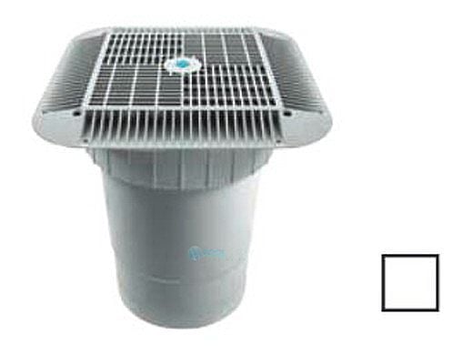 AquaStar 16" Square Grate with Double Deep Sump Bucket | with 6" Socket (VGB Series) | White | 1216101F