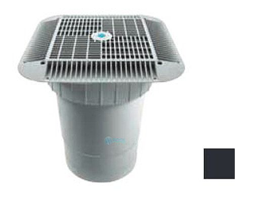 AquaStar 16" Square Grate with Double Deep Sump Bucket | with 6" Socket (VGB Series) | Black | 1216102F
