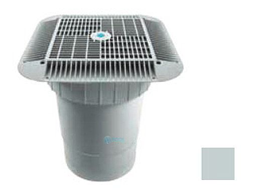 AquaStar 16" Square Grate with Double Deep Sump Bucket | with 6" Socket (VGB Series) | Light Gray | 1216103F