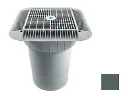 AquaStar 16" Square Grate with Double Deep Sump Bucket | with 6" Socket (VGB Series) | Dark Gray | 1216105F