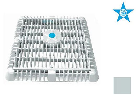 AquaStar 9" Square Wave Suction Outlet Cover with Frame and Vented Riser Ring | Light Gray | WAV9WR103