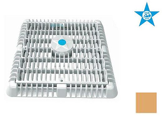 AquaStar 9" Square Wave Suction Outlet Cover with Frame and Vented Riser Ring | Tan | WAV9WR108