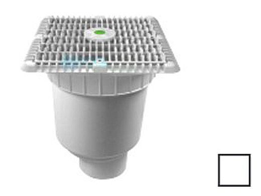 AquaStar 9" Square Wave Suction Outlet Cover with Vented Riser Ring with Double Deep Sump Bucket with 4" Spigot (VGB Series) White | WAV9WR101C