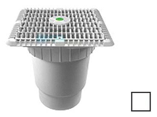 AquaStar 9" Square Wave Suction Outlet Cover with Vented Riser Ring with Double Deep Sump Bucket with 6" Spigot (VGB Series) White | WAV9WR101E