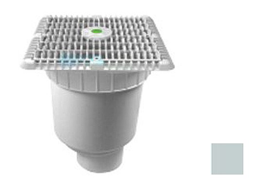 AquaStar 9" Square Wave Suction Outlet Cover with Vented Riser Ring with Double Deep Sump Bucket with 4" Spigot (VGB Series) Light Gray | WAV9WR103C