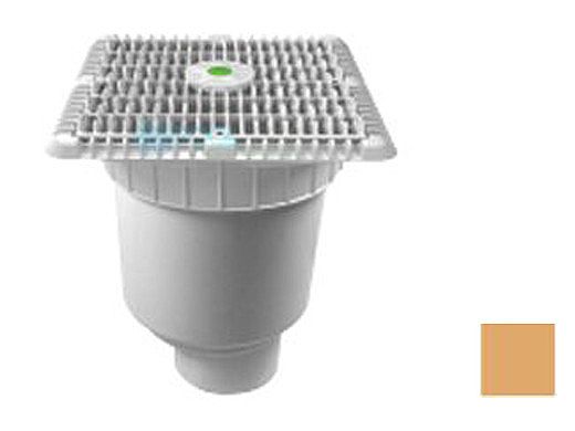 AquaStar 9" Square Wave Suction Outlet Cover with Vented Riser Ring with Double Deep Sump Bucket with 4" Spigot (VGB Series) Tan | WAV9WR108C