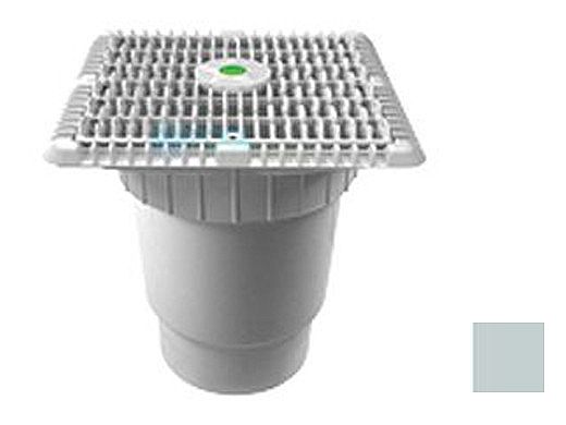 AquaStar 9" Square Wave Suction Outlet Cover with Vented Riser Ring with Double Deep Sump Bucket with 6" Spigot (VGB Series) Light Gray | WAV9WR103E