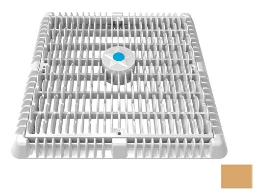 AquaStar 12" Square Wave Suction Outlet Cover with Vented Riser Ring with Mud Frame (VGB Series) | Tan | WAV12WR108