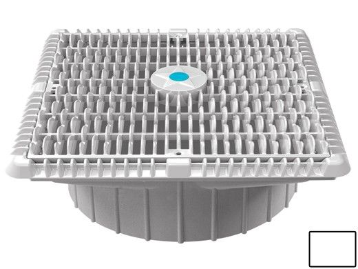 AquaStar 12"X12" Square Wave Suction Outlet and Deep Frame  & Vented Riser Ring | White | WAV12WR101A