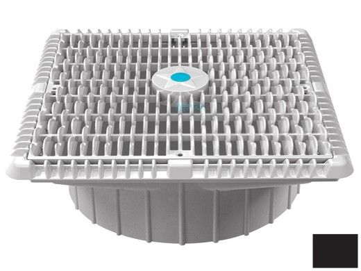 AquaStar 12"X12" Square Wave Suction Outlet and Deep Frame  & Vented Riser Ring | Black | WAV12WR102A